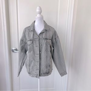 American Eagle AE X Peanuts Gray Medium Wash Denim Jean Jacket Size Small
